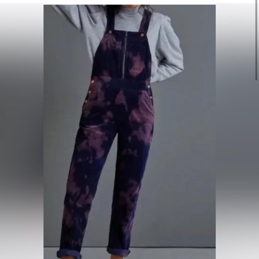 Anthro Purple/Blue Tie-Dye Overalls